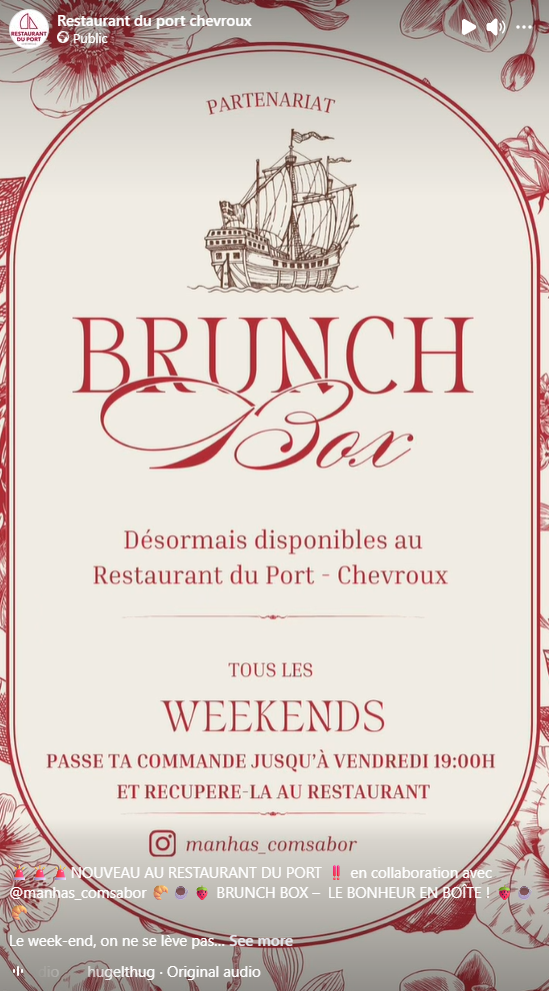 Affiche de restaurant proposant un brunch tous les week-ends