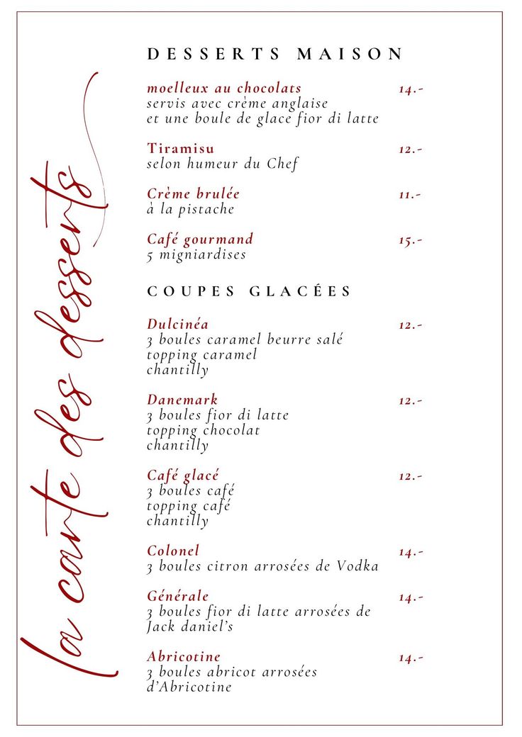 menu restaurant du port chevroux