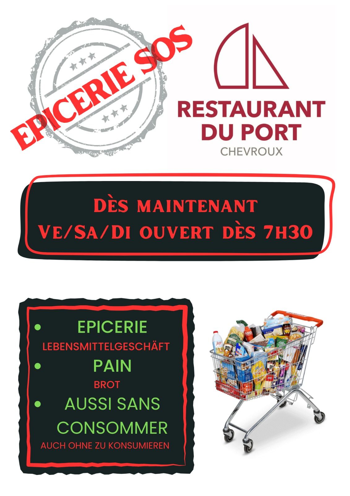 épicerie sos restaurant du port chevroux