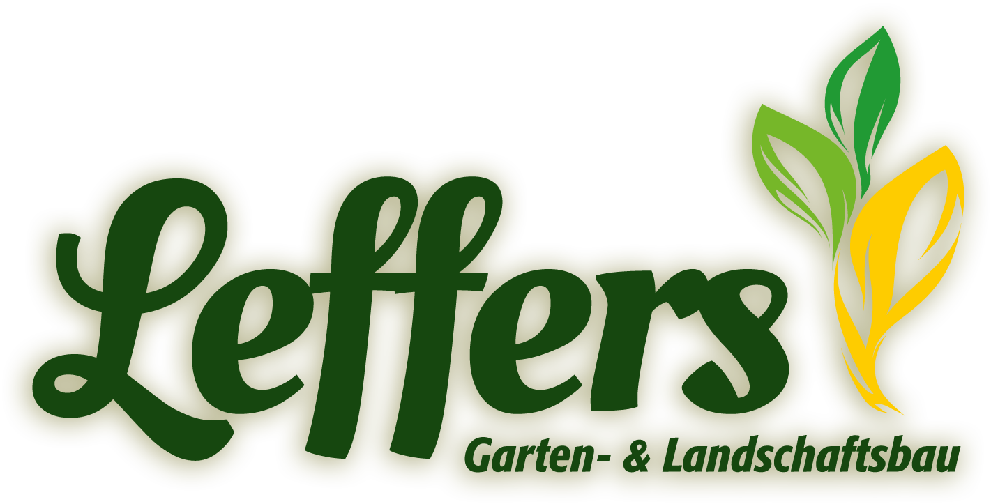 Grünes „Leffers Garten- & Landschaftsbau“-Logo mit Blattsprossengrafik