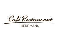 Es ist ein Logo für ein Restaurant namens Café Restaurant Herrmann.