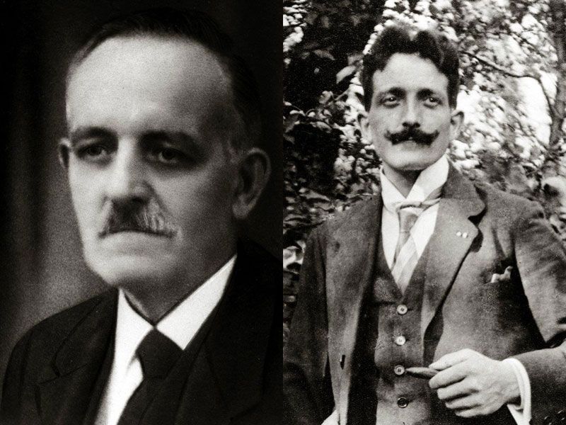 Ein Schwarzweißfoto eines Mannes mit Schnurrbart