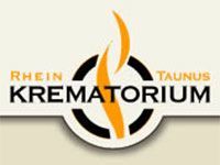 Ein Logo für das Rhein-Taunus-Krematorium mit einer Flamme in der Mitte.