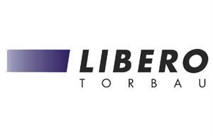 Das Logo von Libero Torbau hat einen violetten Streifen.