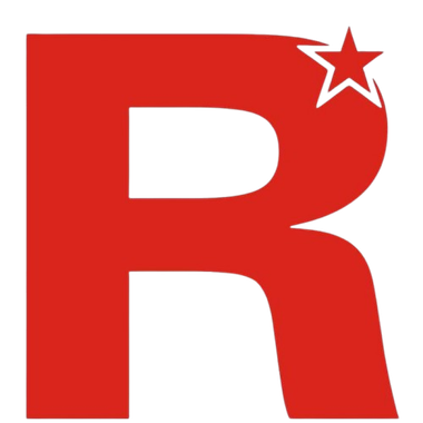 Letra "R" roja con una estrella blanca en la esquina superior derecha.