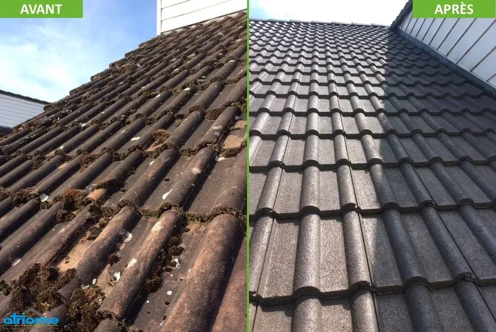 Nettoyage de toiture avant et après