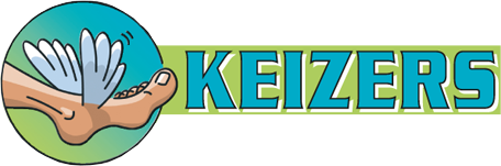 Ein Logo für Keizers zeigt einen Fuß und eine Hand