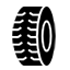 Una silueta en blanco y negro de un neumático sobre un fondo blanco.
