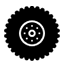 Un icono en blanco y negro de un engranaje sobre un fondo blanco.