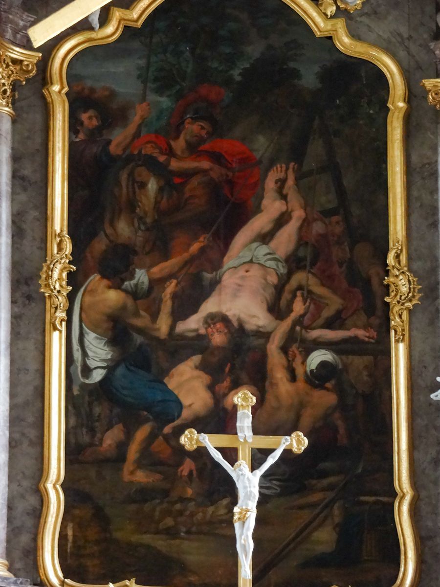 Petrus wird verkehrt herum gekreuzigt