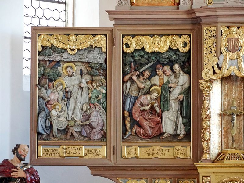 Linker Flügel des Hochaltars mit den Reliefbildern 