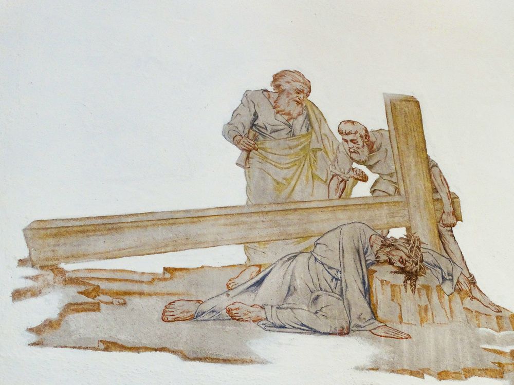 7. Station: Jesus fällt zum zweiten Mal unter dem Kreuz