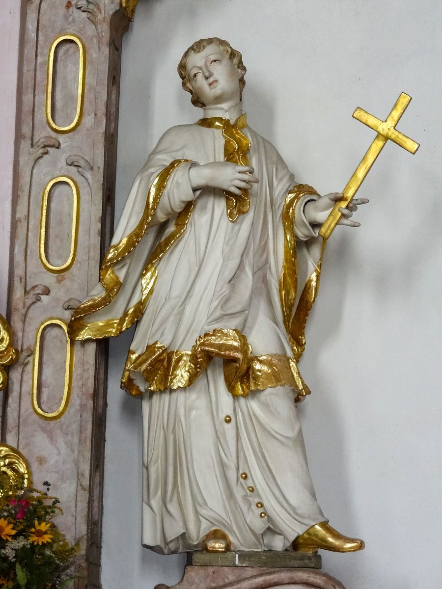 Assistenzfigur Hl. Aloisius mit dem Kreuz