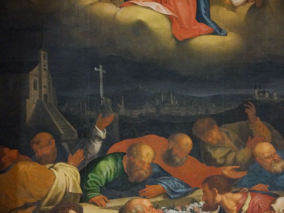 Gügelkirche und die Bamberger Kirchen sind im Hintergrund des Hochaltargemäldes zu entdecken