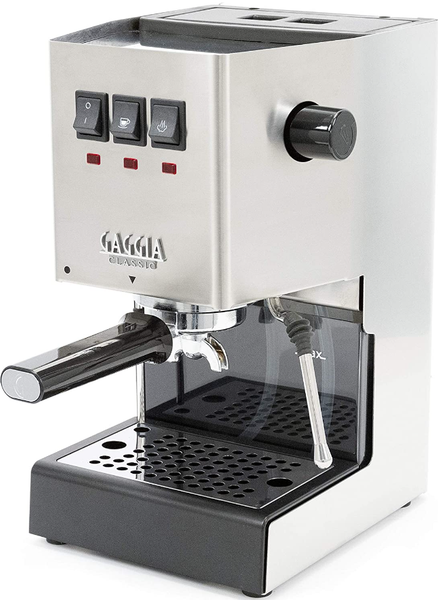 Eine Kaffeemaschine aus Edelstahl von Gaggia