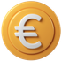 Une pièce d'or avec le symbole de l'euro au milieu.