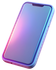 Smartphone dégradé violet et bleu avec encoche à l'avant et bouton latéral.