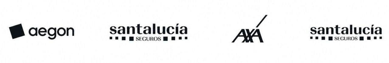 Logotipos de Aegon, Santalucía, Caser y Santalucía Grupo Helvetia sobre fondo blanco