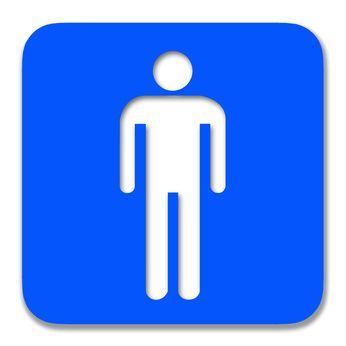 Weißes Personensymbol auf blauem quadratischem Toilettenschild
