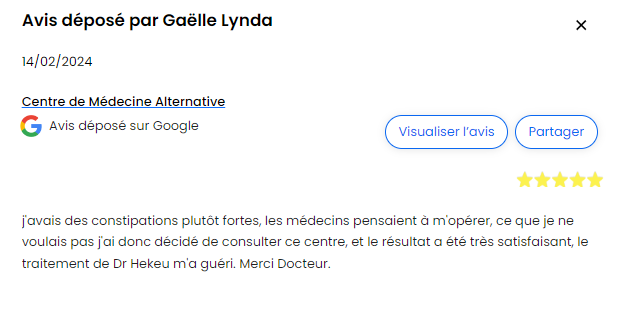 Avis déposés par nos patients