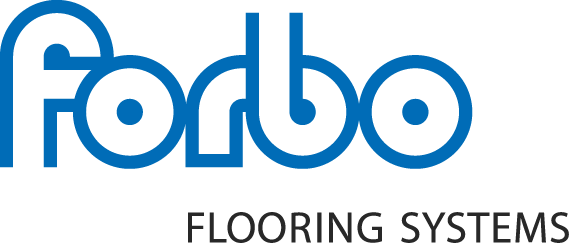 Ein blau-weißes Logo für Forbo-Bodensysteme