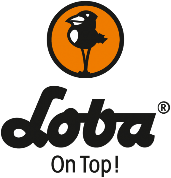 Ein Logo für eine Firma namens Loba oben