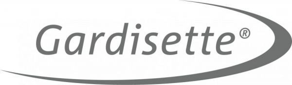 Ein schwarzweißes Logo für Gardinette auf weißem Hintergrund.