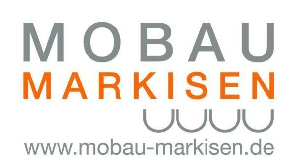 Ein Logo für mobau markisen mit der Website www.mobau-markisen.de