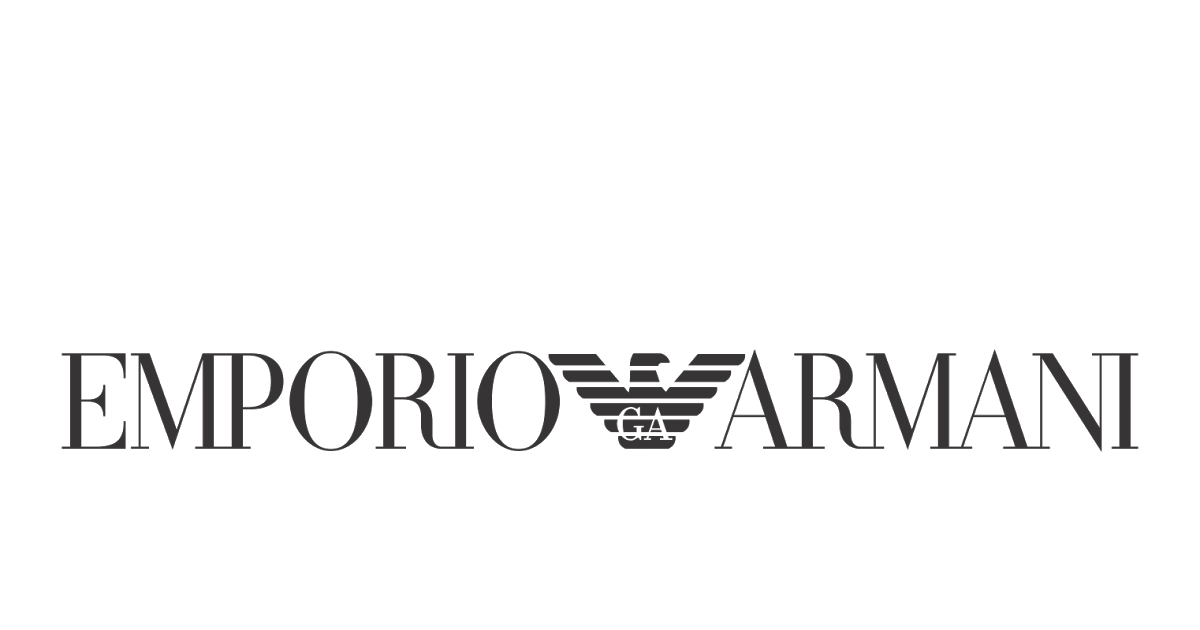 Logo Emporio Armani en gris, comportant le nom de la marque et l'emblème de l'aigle.