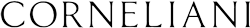CORNELIANI en police sans empattement noire.