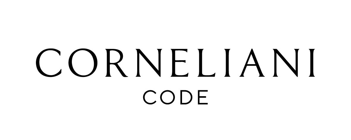 Logo Corneliani CODE en texte noir sur fond blanc.