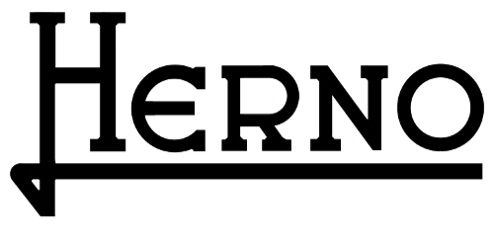 Le logo de Herno, une marque de vêtements, en noir et blanc.
