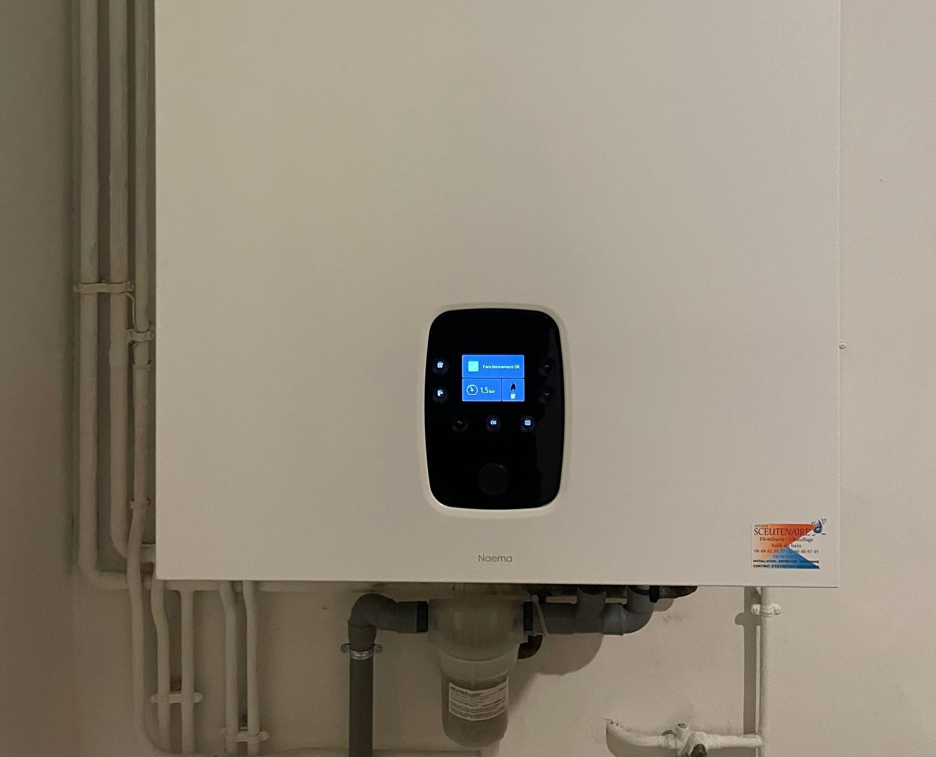 Chaudière à gaz en état de fonctionnement