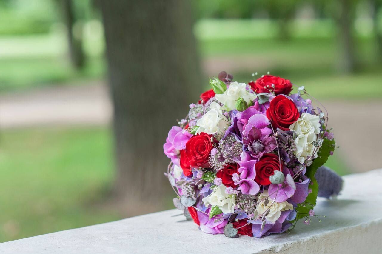 Bunter Blumenstrauß aus saisonalen Schnittblumen