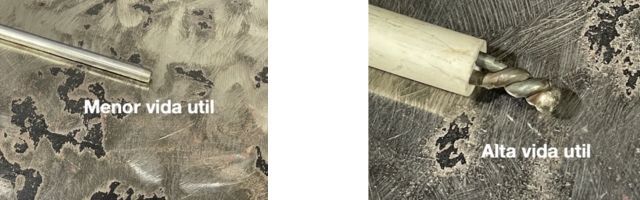 Optimización de caña pirométrica mediante aumento de diámetro y cambio a funda de carburo de silicio para mayor vida útil Comparación de configuración en caña pirométrica tipo K con funda NSiC Ø28 mm y funda de carburo de silicio Ø50 mm para fundición de aluminio