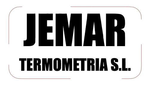 Un logotipo en blanco y negro para Jemar Termometria SL