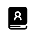 Un icono en blanco y negro de un libro con el nombre de una persona en él.
