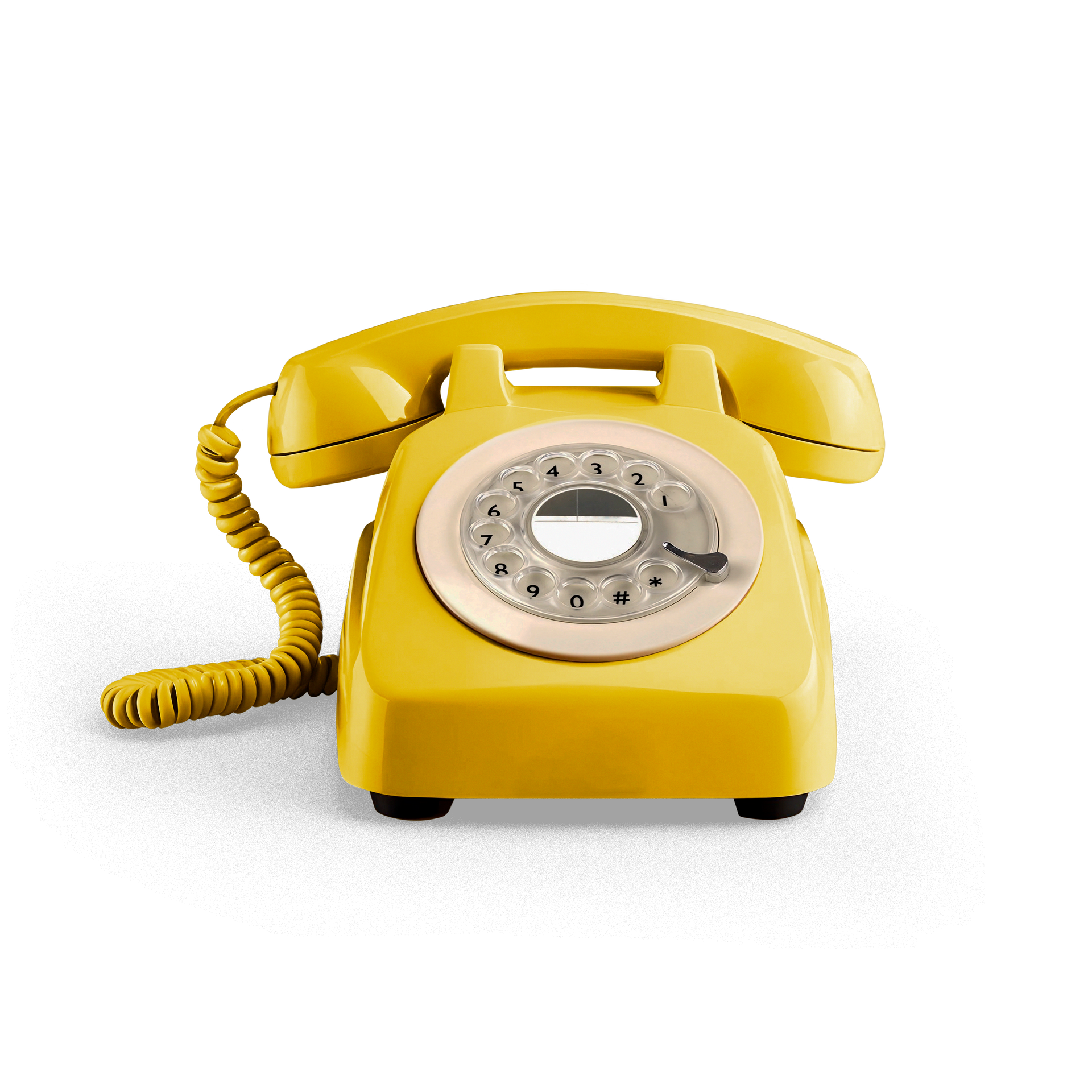 Un téléphone jaune clair.