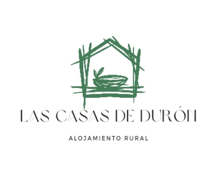 Logo: Green house-like structure over a nest. Text: "LAS CASAS DE DUR&Oacute;N" and "ALOJAMIENTO RURAL".