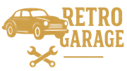 Un logo pour un garage rétro avec une voiture et deux clés.