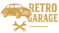 Un logo pour un garage rétro avec une voiture et deux clés.