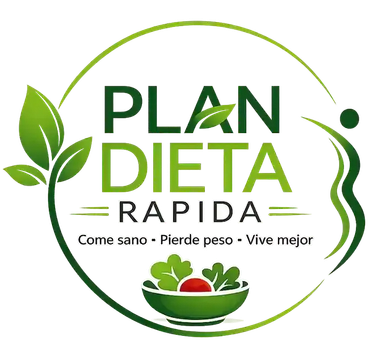 Logo verde y blanco de &ldquo;Plan Dieta R&aacute;pida&rdquo; con hojas y un taz&oacute;n de ensalada.