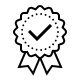 Insignia con marca de verificación, que significa aprobación o garantía de calidad.