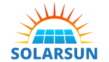 Ein Logo für Solarsun mit einer Sonne und Solarmodulen
