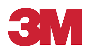 Un logotipo rojo de 3M sobre un fondo blanco