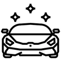 Un icono en blanco y negro de un automóvil con diamantes.