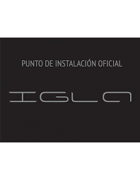 Un cartel negro que dice punto de instalación oficial.
