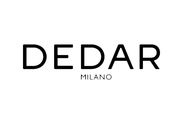 Schwarzes Logo mit dem Wort „DEDAR“ in großer, fetter serifenloser Schrift über dem Wort „MILANO“ in kleinerer Schrift.