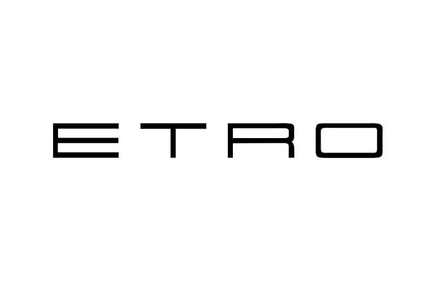 Das Etro-Markenlogo besteht aus dem Wort „ETRO“, das in einer minimalistischen, schwarzen Schriftart auf weißem Hintergrund
