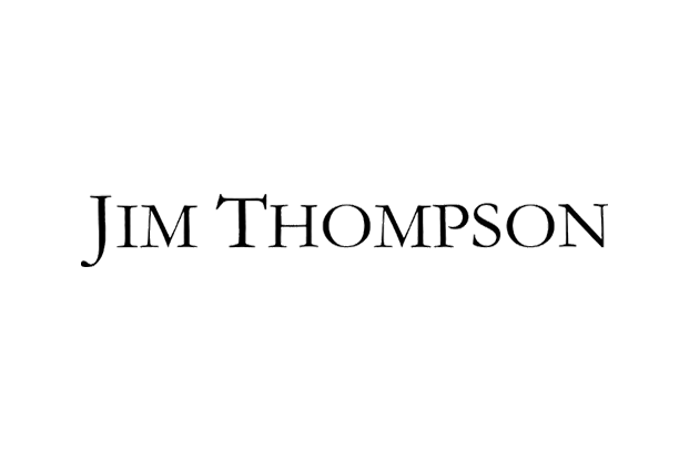 Der Text „JIM THOMPSON“ in schwarzer, klassischer Serifenschrift auf weißem Hintergrund.